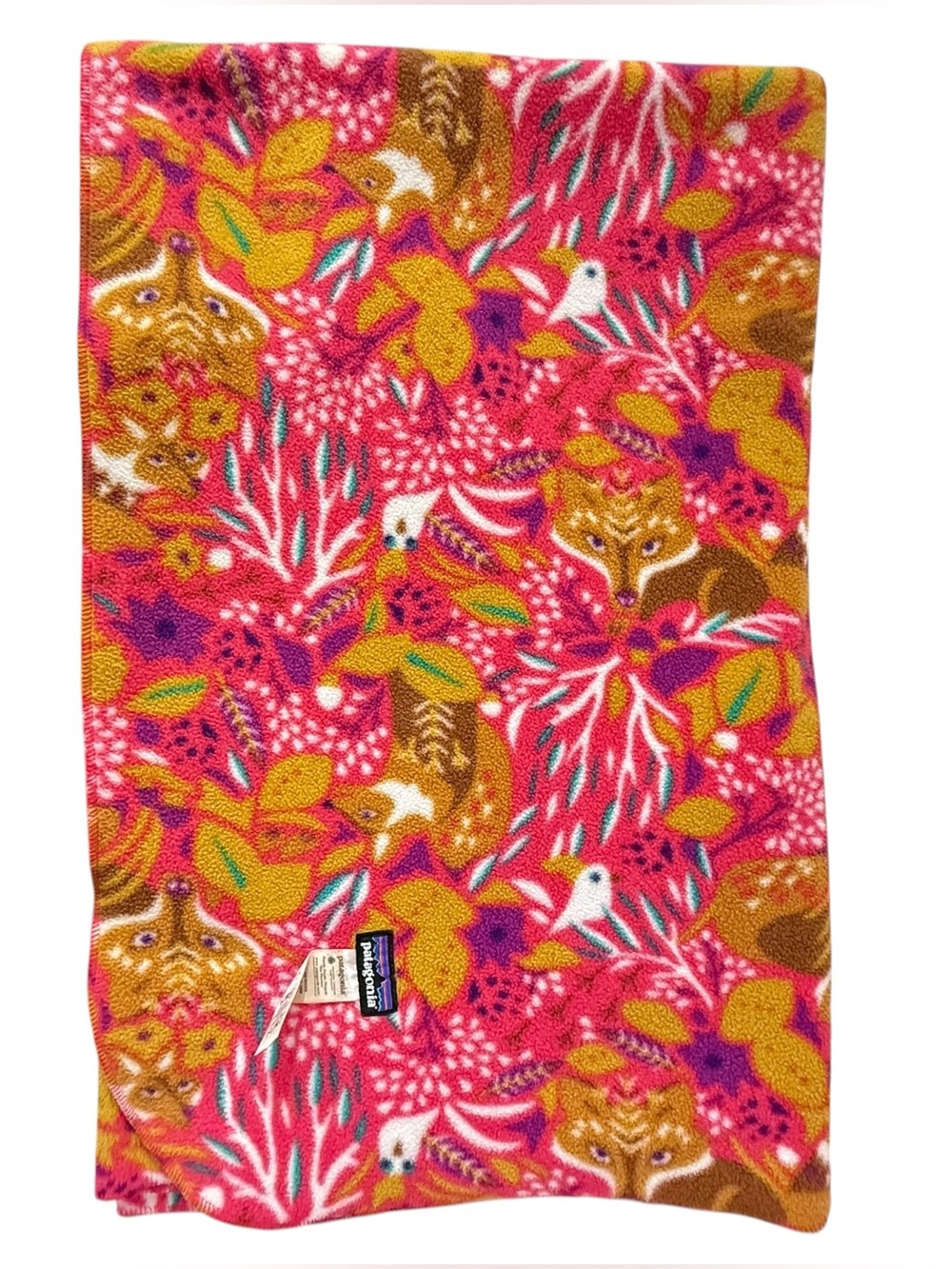 Patagonia Synchilla Pink Fox & Floral Fleece Blanket